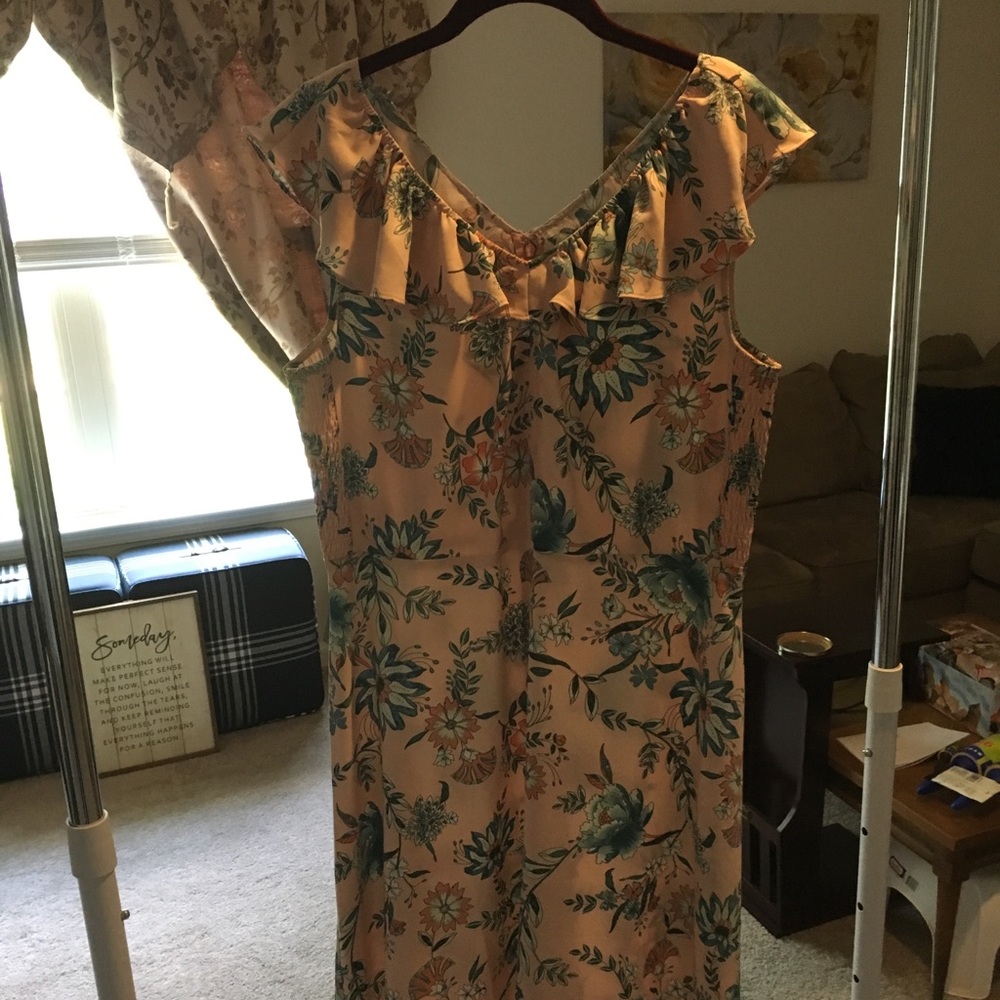 LOFT Outlet pretty pink floral midi dress